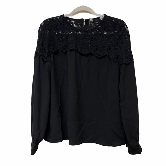 Lulus Picture This Black Long Sleeve Lace Top Sz M - Picture 2 of 12